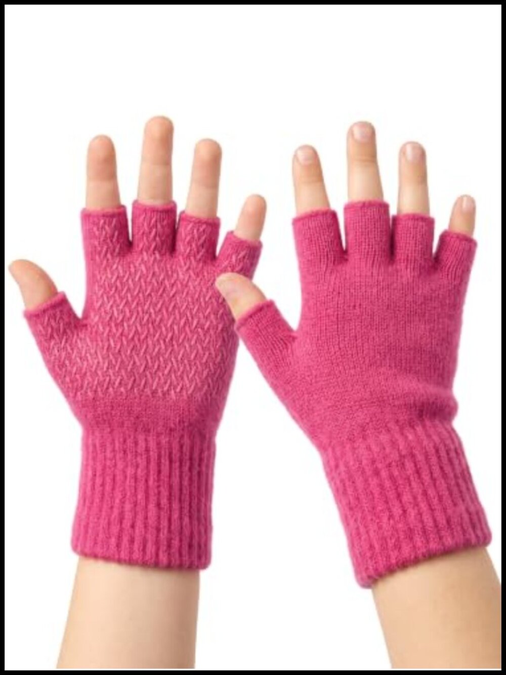 100% Alpaca Wool Kids Fingerless Gloves Anti-Slip Knit Mittens